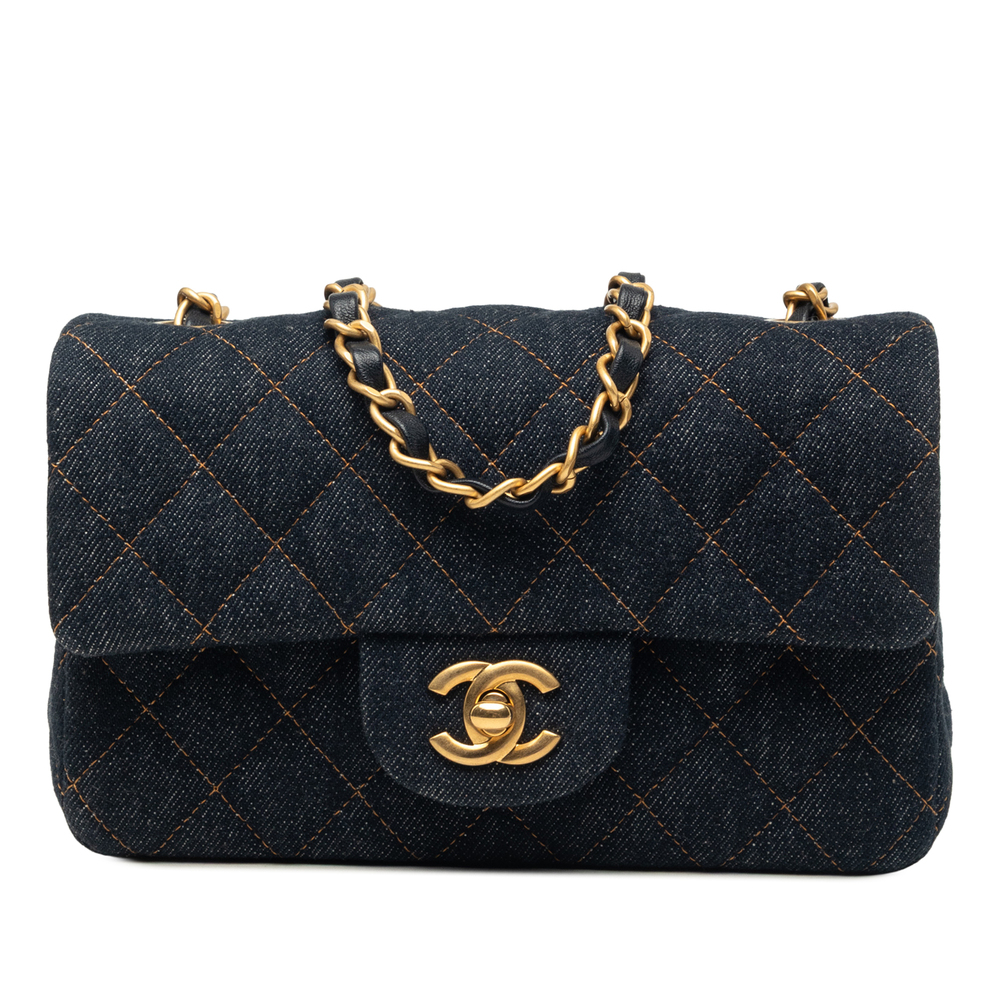 Pre-Loved Chanel Mini Rectangular Quilted Denim Flap